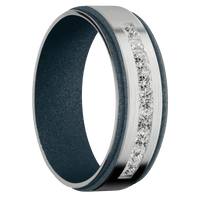 14K White Gold + Satin , Satin Finish + Blue Titanium