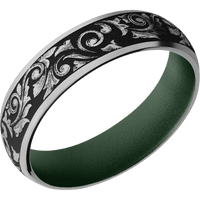 14K White Gold + Satin Finish + Highland Green