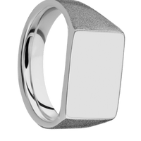 Medium Horizontal Rectangle signet ring (16x11.5mm) in Titanium, with a Wide style band.