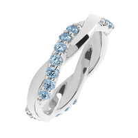18K White Gold band with 21 Round Aqua Diamond having TCW-3