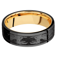 Zirconium + Polish Finish + 14K Yellow Gold