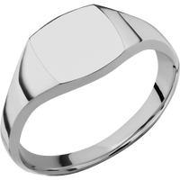 Small Cushion signet ring (10x10mm) in Titanium, with a Thin style band.
