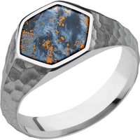 Medium Hexagon signet ring (13.9x12mm) in Titanium, with a Wide style band, a Pietersite inlay.