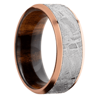 18K Rose Gold + Polish , Bead Finish + Desert Iron Wood