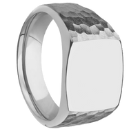 Medium Cushion signet ring (14x14mm) in Titanium, with a Wide style band.