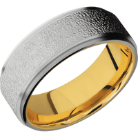 Titanium + Stipple , Bead Finish + 18K Yellow Gold