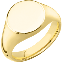 Medium Circle signet ring (14mm) in 14K Yellow Gold, with a Wide style band.
