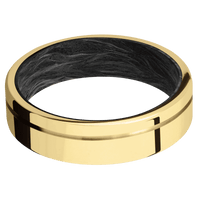 14K Yellow Gold + Polish , Polish Finish + Forged Carbon Fiber