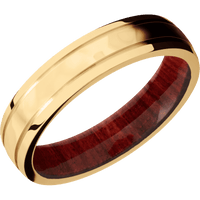 14K Yellow Gold + Rockpolish , Polish Finish + Red Heart