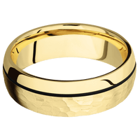 10K Yellow Gold + Hammer , Polish Finish