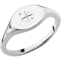 Small Horizontal Oval signet ring (12x9mm) in 14K White Gold, with a Thin style band and a TWINKLE2 engraving.