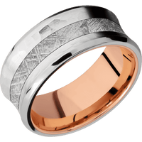 14K White Gold + Hammer , Polish Finish + 14K Rose Gold