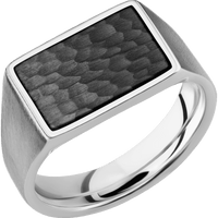 Medium Horizontal Rectangle signet ring (16x11.5mm) in Cobalt Chrome, with a Wide style band, a Zirconium inlay.