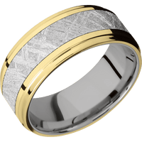 14K Yellow Gold + Polish , Polish Finish + Titanium