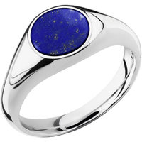 Small Circle signet ring (10mm) in Palladium Silver, with a Wide style band, a Lapis inlay.