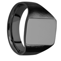 Medium Rectangle signet ring (16x11.5mm) in Zirconium, with a Wide style band.