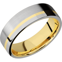 Titanium + Satin , Polish Finish + 14K Yellow Gold