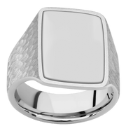 Large Rectangle signet ring (20x14.5mm) in Palladium Silver, with a Wide style band, a Titanium inlay.