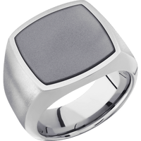 Large Cushion signet ring (18x18mm) in Palladium Silver, with a Wide style band, a Tantalum inlay.