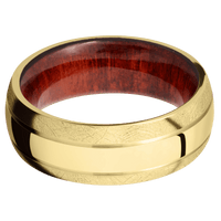 10K Yellow Gold + Polish , Distressed Finish + Red Heart