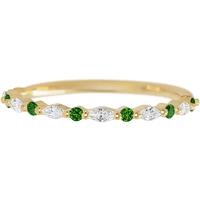 18K Yellow Gold band with alternating 7 Round Green Diamond and 6 Marquise Lab Grown Diamond having TCW-.28