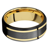Zirconium + Satin , Satin Finish + 14K Yellow Gold