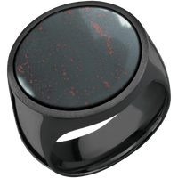 Extra Large Circle signet ring (22mm ) in Zirconium, with a Wide style band, a Blood Stone inlay.