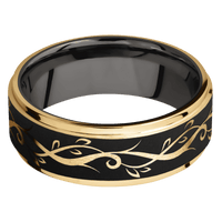 10K Yellow Gold + Stone , Polish Finish + Tantalum Noir