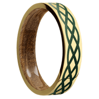 14K Yellow Gold + Polish Finish + Whiskey Barrel