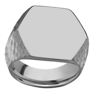 Extra Large Hexagon signet ring (23x20mm) in Titanium, with a Wide style band.