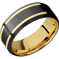 Zirconium + Satin , Satin Finish + 14K Yellow Gold