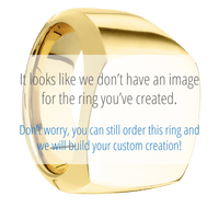 Large Cushion signet ring (18x18mm) in 10K Yellow Gold, with a Wide style band and a Michigan Wordmark Stacked engraving.