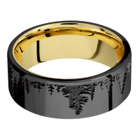 Zirconium + Polish Finish + 18K Yellow Gold