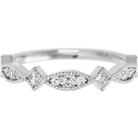 14K White Gold band with 7 Round, 6 Round and 4 Princess Lab Grown Diamond having TCW-.51