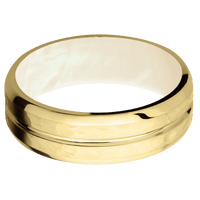 10K Yellow Gold + Polish , Hammer Finish + Freshwater Mother of Pearl
