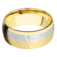 14K Yellow Gold + Hammer , Polish Finish