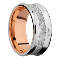 14K White Gold + Hammer , Polish Finish + 14K Rose Gold