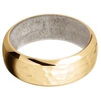 10K Yellow Gold + Hammer , Polish Finish + Antler