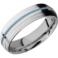 14K White Gold + Polish , Bead Finish + Titanium