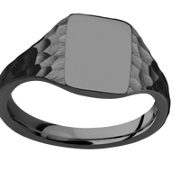 Small Rectangle signet ring (12x9mm) in Zirconium, with a Thin style band.