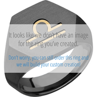 Large Hexagon signet ring (18.5x16mm) in Zirconium, with a Wide style band, a 10K Yellow Gold inlay and a LIBRA engraving.