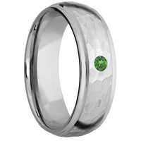 18K White Gold + Hammer , Polish Finish