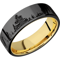 Zirconium + Polish Finish + 18K Yellow Gold