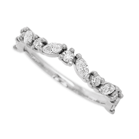 14K White Gold band with 6 Round and 5 Marquise Lab Grown Diamond having TCW-.68
