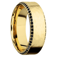 14K Yellow Gold + Hammer , Polish Finish