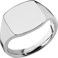 Medium Cushion signet ring (14x14mm) in Titanium, with a Thin style band.