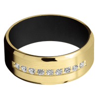 14K Yellow Gold + Satin , Polish Finish + Black