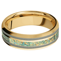 10K Yellow Gold + Hammer , Satin Finish