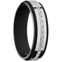 14K White Gold + Polish , Polish Finish + Black