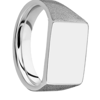 Medium Horizontal Rectangle signet ring (16x11.5mm) in Cobalt Chrome, with a Wide style band.